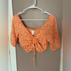 Floral Crop Top Tied, M